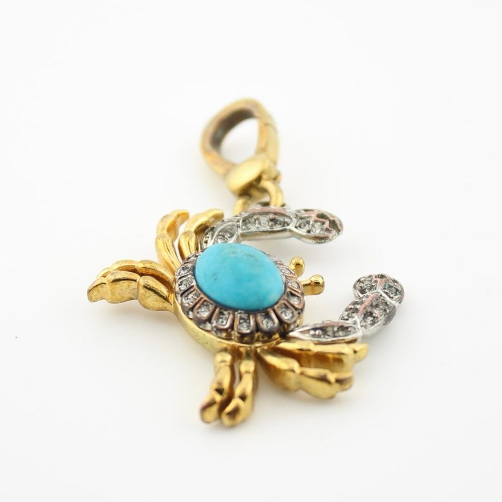 Juicy Couture Y2K Crab Charm Gold Tone Turquoise Stone Pavé Crystal